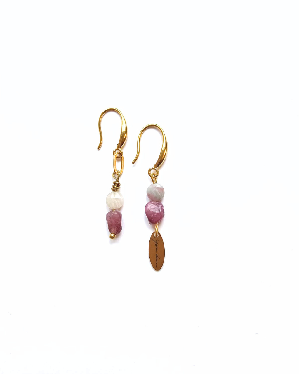 Boucles d'oreilles tourmaline rose