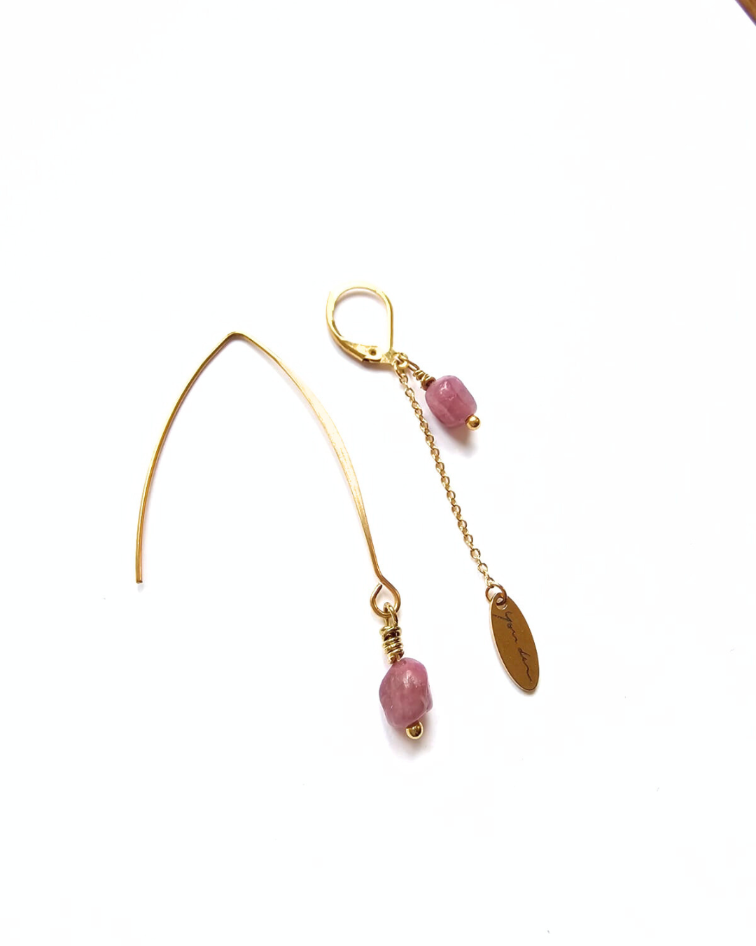 Boucles d'oreilles Tourmaline rose